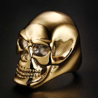 304 Stainless Steel Skull Finger Ring SKUL-PW0002-036D-G-1