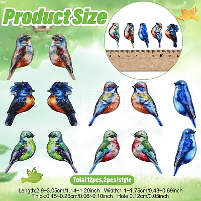 6 Sets 6 Styles Epoxy Resin Pendants RESI-YW0006-38-1