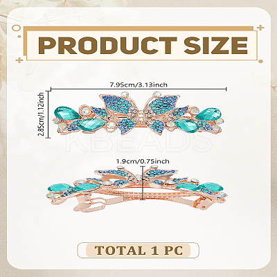 1Pc Alloy Rhinestone Hair Barrettes PHAR-LP0001-34D-1