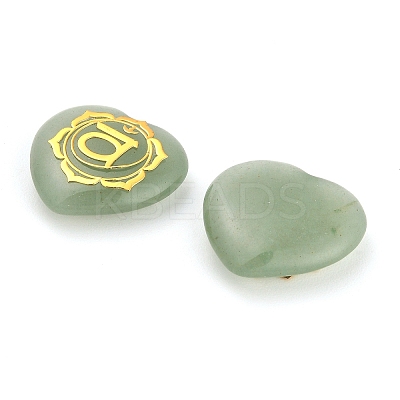 7Pcs 7 Styles Chakra Natural Green Aventurine Love Heart Ornaments Figurines G-P533-01B-1