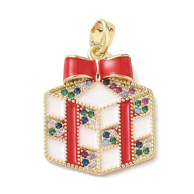 Christmas Brass Micro Pave Cubic Zirconia Pendants LS-KK-K305-07E-02-1