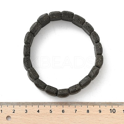 Rectangle Frosted Natural Lava Rock Bead Stretch Bracelets for Women Men BJEW-C097-03B-1