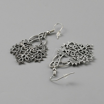 3 Pair 3 Style Tibetan Style Alloy Geometry Dangle Earrings for Women EJEW-WH0047-70C-1