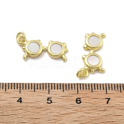 Brass Pave Natural White Shell Pendants KK-U060-02G-1