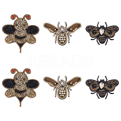 6Pcs 3 Styles Rhinestone Applqiues PATC-MA0001-13-1