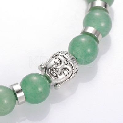 Buddha Head Gemstone Beaded Stretch Bracelets BJEW-JB01864-02-1