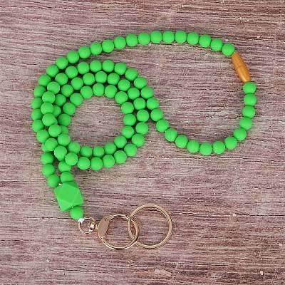Silicone Beaded ID Card Neck Straps NJEW-SW00025-10-1