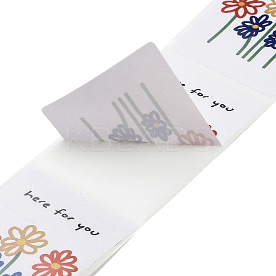 200Pcs Rectangle with Flower Here for You Theme Paper Self-Adhesive Stickers AJEW-S084-02E-1