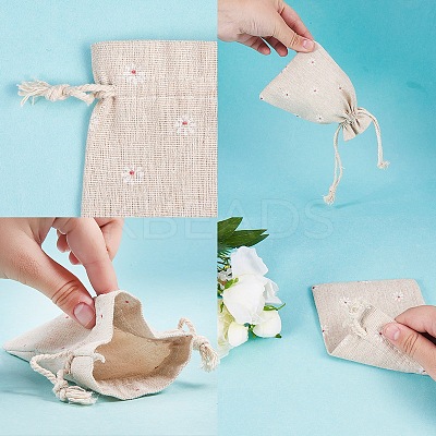 Polycotton(Polyester Cotton) Packing Pouches Drawstring Bags ABAG-T004-10x14-01-1