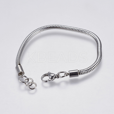 Tarnish Resistant 304 Stainless Steel Round Snake Chain Bracelet Making X-STAS-F139-056P-B-1