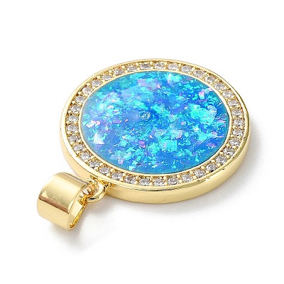 Rack Plating Brass Micro Pave Cubic Zirconia Pendants KK-C041-26G-1