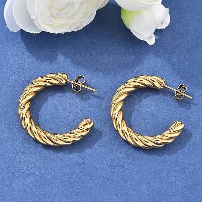 304 Stainless Steel Half Hoop Earrings X-EJEW-F257-10G-1