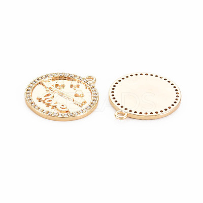Brass Micro Pave Clear Cubic Zirconia Pendants KK-S364-264-1