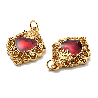Rack Plating Brass Grade AAA Cubic Zirconia Pendants KK-D026-27G-1