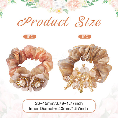 2Pcs 2 Colors Chic Solid Color French Satin Pigtail Hair Tie for Elegant Hairstyles OHAR-TA0001-10C-1