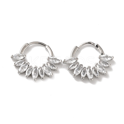 Cubic Zirconia Horse Eye Hoop Earrings EJEW-Z019-22P-1