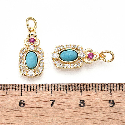 Synthetic Turquoise Rectangle with Flower Pendants KK-N258-16G-1