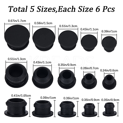 30Pcs 5 Style Silicone Bottle Seal Plug AJEW-GF0008-09A-1