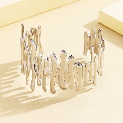 304 Stainless Steel Cuff Bangles for Women BJEW-D384-04P-1