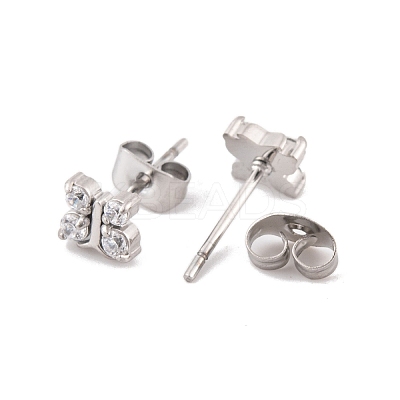 Butterfly 304 Stainless Steel Micro Pave Cubic Zirconia Stud Earrings for Women LS-EJEW-E311-04P-1