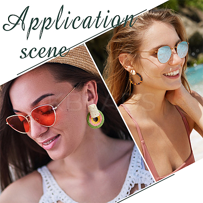 6 Pairs 6 Style Monstera Leaf & Circle Ring Acrylic Stud Earrings with Iron Pins EJEW-AN0001-17-1