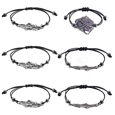 6Pcs 2 Styles Waxed Polyester Cord Bracelets BJEW-AR00001-1