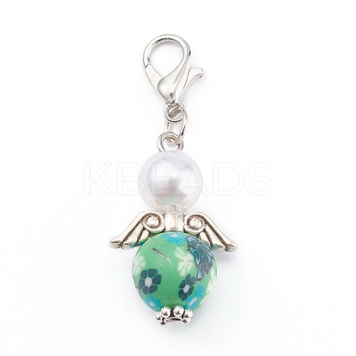 Handmade Flower Pattern Polymer Pendants HJEW-JM00424-1