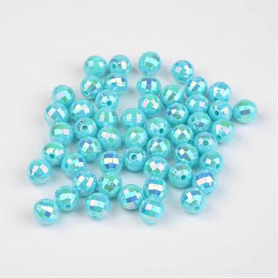Faceted Colorful Eco-Friendly Poly Styrene Acrylic Round Beads SACR-K001-8mm-62-1