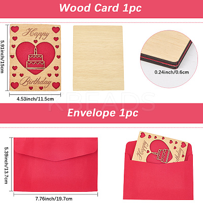 Birthday Wooden Greeting Cards DIY-CP0011-91E-1