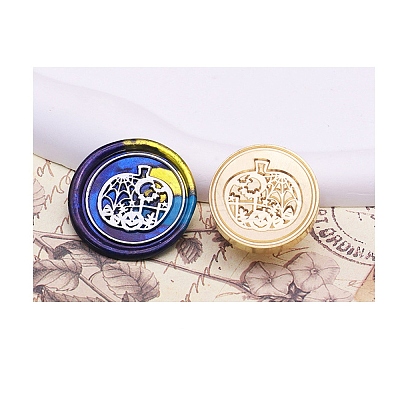 Halloween Series Wax Seal Brass Stamp Heads AJEW-M039-01Q-1