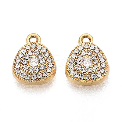 304 Stainless Steel Rhinestone Charms STAS-N110-37G-1