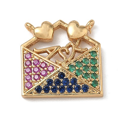 Brass Micro Pave Colorful Cubic Zirconia Pendants CU-CBA4231-06B-G-1