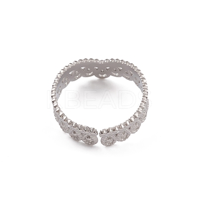 Non-Tarnish 304 Stainless Steel Crown Open Cuff Ring for Women RJEW-G285-04P-1