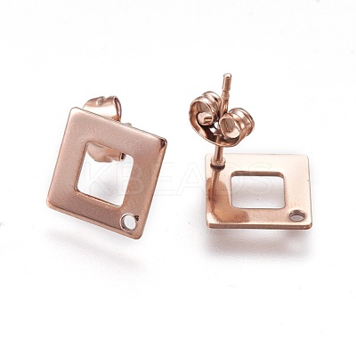 Ion Plating(IP) 304 Stainless Steel Stud Earring Findings STAS-O119-13RG-1