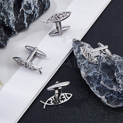 2 Pairs Stainless Steel Cufflinks AJEW-FH0006-22P-1