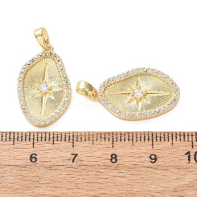 Brass Micro Pave Clear Cubic Zirconia Pendants X-KK-A304-13G-1