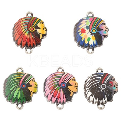 10Pcs 5 Colors Alloy Enamel Connector Charms ENAM-YW0003-73-1