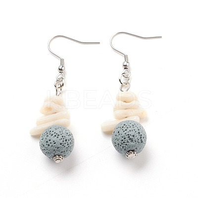 Natural Lava Rock Dangle Earrings EJEW-E260-B05-1