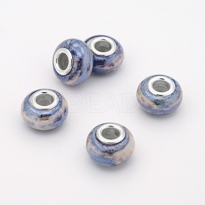 Rondelle Handmade Porcelain Large Hole European Beads OPDL-M009-07-1