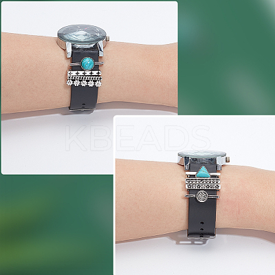 8Pcs 8 Style Half Round & Triangle Synthetic Turquoise Watch Band Charms Set MOBA-PH0001-12-1