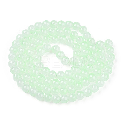 Baking Paint Imitation Jade Glass Round Bead Strands DGLA-N003-8mm-02-1-1