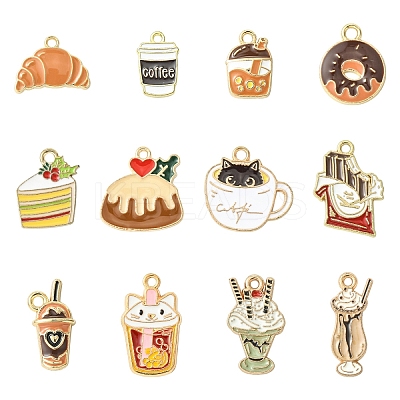 48Pcs 12 Styles Eco-Friendly Zinc Alloy Pendants ENAM-YW0009-91-1