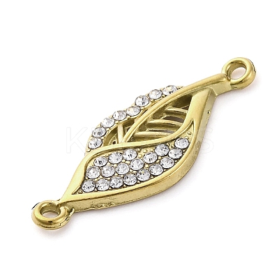304 Stainless Steel Crystal Rhinestone Leaf Connector Charms STAS-V003-06G-1