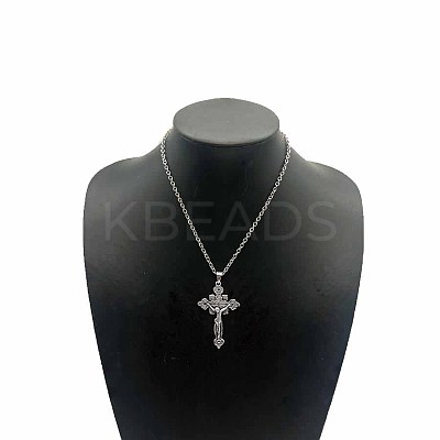 Vintage Zinc Alloy Cross Pendant Necklace for Men Women IU0764-1-1