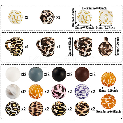 80Pcs Food Grade Eco-Friendly Silicone Focal Beads SIL-TA0002-66-1