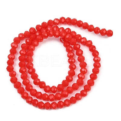 Opaque Solid Color Crystal Glass Faceted Rondelle Beads Strands GLAA-F025-A08-1