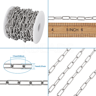 304 Stainless Steel Paperclip Chains YS-TAC0003-02P-1