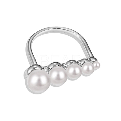 Anti-Tarnish Round Shell Pearl Finger Rings RJEW-Q813-04P-1