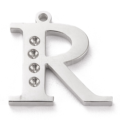 Tarnish Resistant 304 Stainless Steel Letter Pendant Rhinestone Settings STAS-J028-01R-1