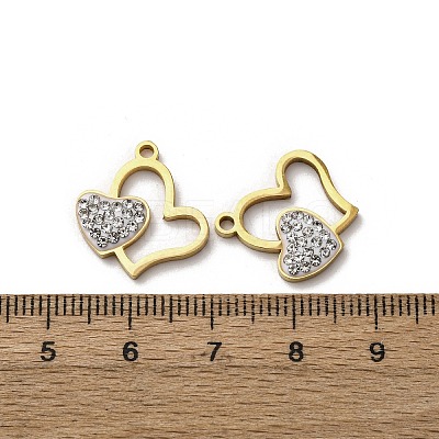 304 Stainless Steel Clay Rhinestone Pendants STAS-P406-17G-G-1